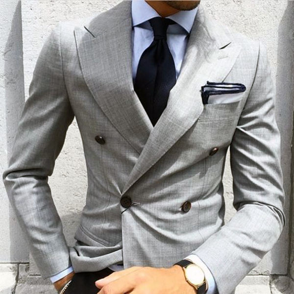 Picture of Grey double breasted two piece suit