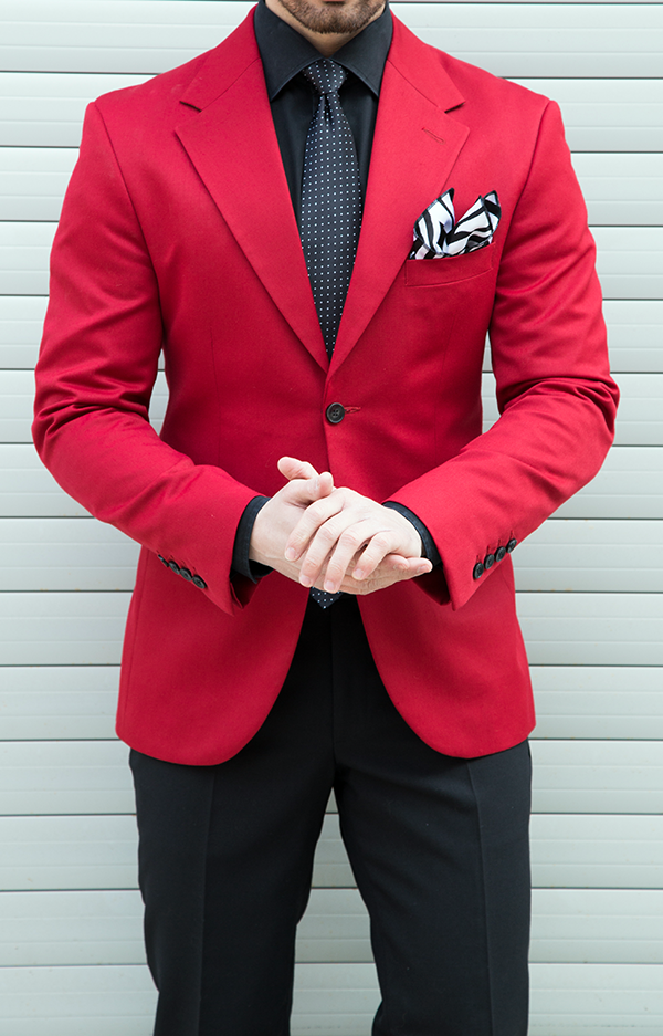 Red Jacket with Black Trousers