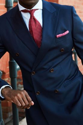 Picture of Double-Breasted Dark Navy Blue Two-Piece Suit