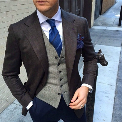 Picture of Mixed fabric three-piece suit