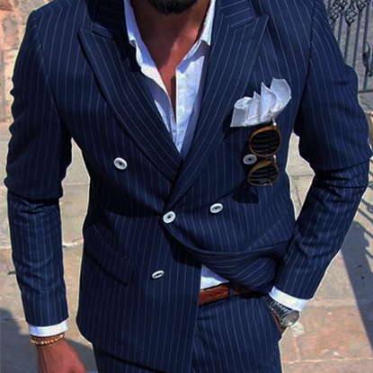 Picture of Navy blue pin-striped double-breasted suit